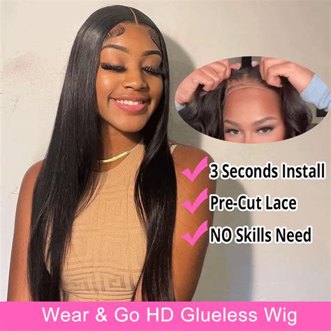 Glueless Wig Human Hair Ready To Wear And Go Pre Cut Preplucked 5x5 Hd Closure Wigs Brazilian