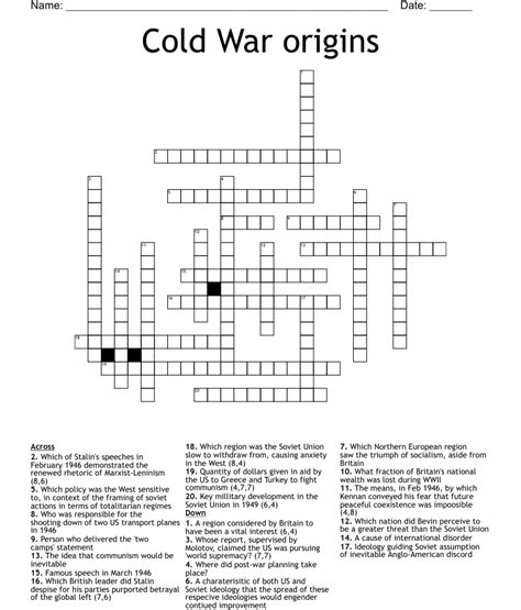 Cold War Origins Crossword Wordmint