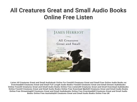 All Creatures Great And Small Audio Books Online Free Listen By