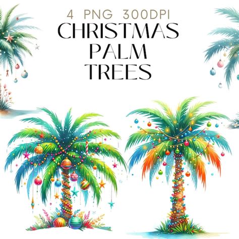 Palm Tree Christmas Clipart Etsy