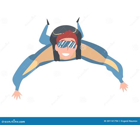 Male Skydiver Enjoying Freefall Freedom Smiling Man Jumping With