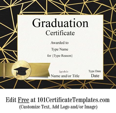 graduation certificate template customize