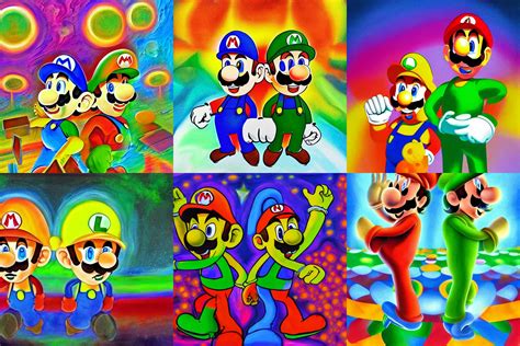 A Psychedelic Painting Of Mario And Luigi Stable Diffusion Openart
