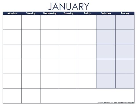 Blank Calendar Monday Through Sunday Calendar Printable Free Free