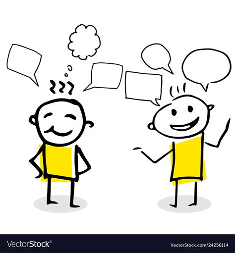 Free Hand Two Stick Figures Talking Royalty Free Vector