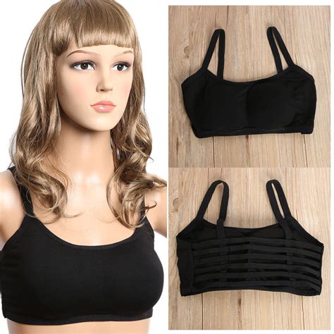 fashion sexy backless hollow out strappy padded bra crop tops women cotton vest cut out
