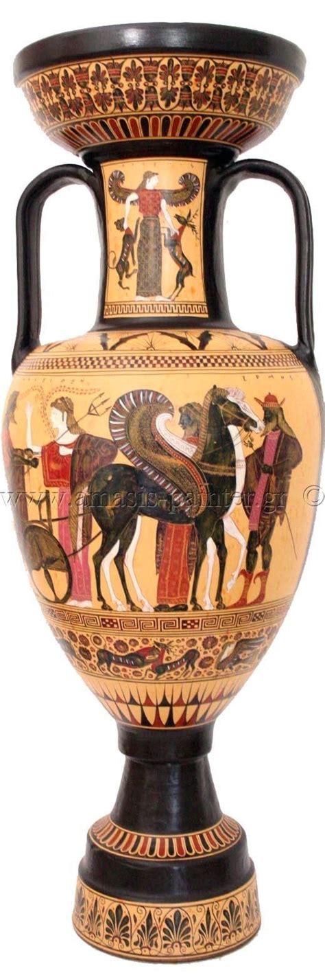 Black Figure Amphora Poseidons Chariot Hermes Standing On The Right