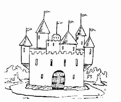 Castle Coloring Pages Printable Flag Forest Drawing