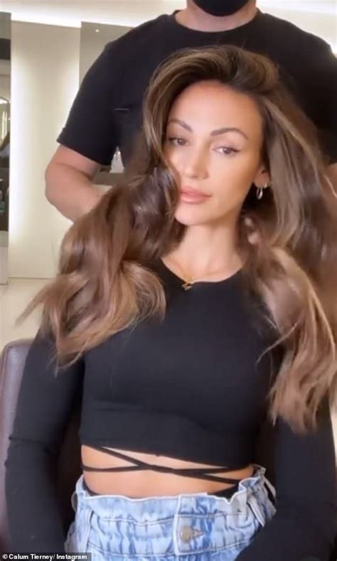 Michelle Keegan Flashes Toned Abs While Showing Off Her Glossy Locks Brown Hair Tones
