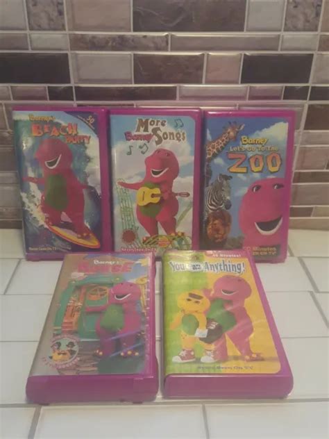 Barney Vhs Lot 5 Purple Clamshell Rare Beach Partyzoobarney Songsyou