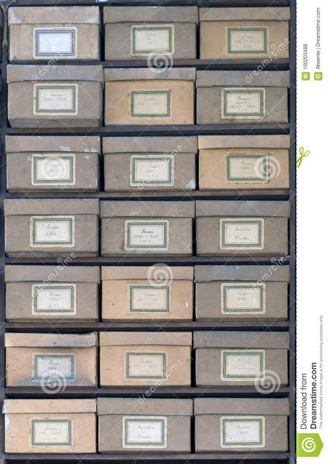 Old Cardboard Boxes Fill Shelves Stock Photo Image Of Research