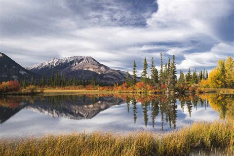 Autumn Foliage And Mountain Lake Jasper National Park Unesco World
