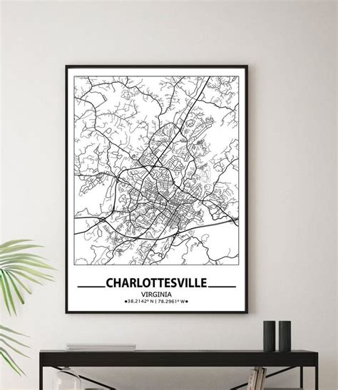 Charlottesville Va Map Print Charlottesville Wall Art Prints Etsy