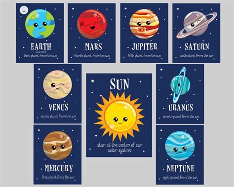 Printable Solar System Planets Nursery Wall Art Educational Etsy
