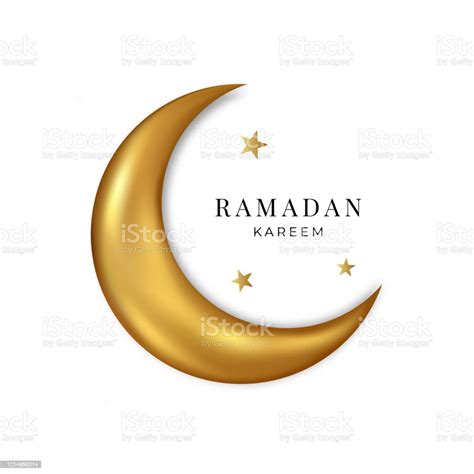 Ramadan Kareem Vector Goud 3d Maan En Sterren Geïsoleerd Op Witte