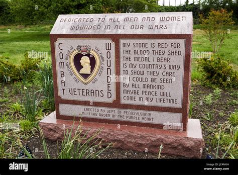 Purple Heart Combat Wounded Veterans Monument Philadelphia Usa Stock