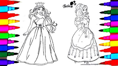 Learn Colors by Drawing Pages Coloring Barbie Princess Coloring Pages l