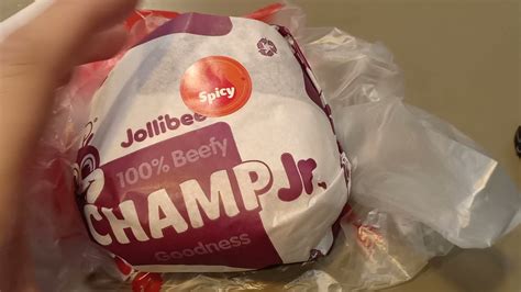 Jollibee Spicy Champ Jr Burger Youtube