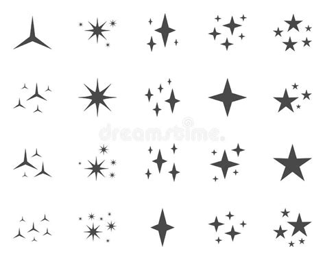 Set Of Stars Sparkles Flat Design Stock Vector Illustration Of