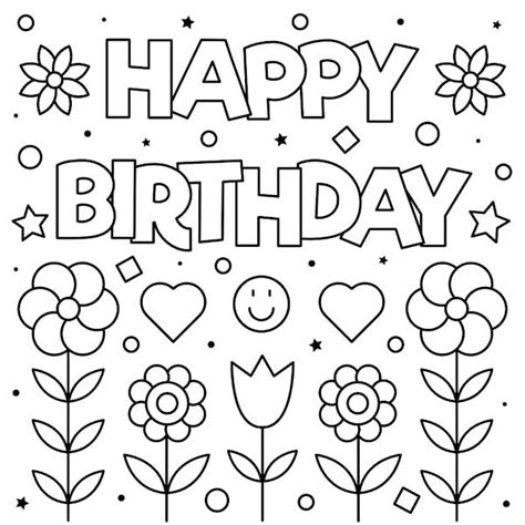 Happy Birthday Coloring Pages Flowers Printable