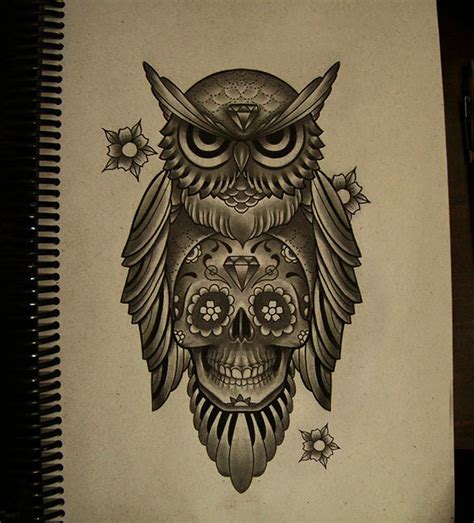 Owl Mexican Skull By Frah On Deviantart Skull Tattoo Design Owl