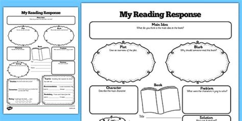 Reading Response Graphic Organizer Worksheet Teacher Made