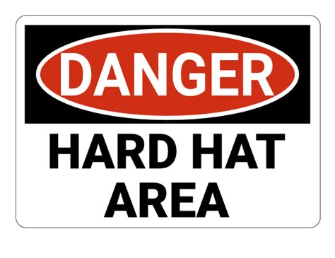 Printable Hard Hat Area Danger Sign