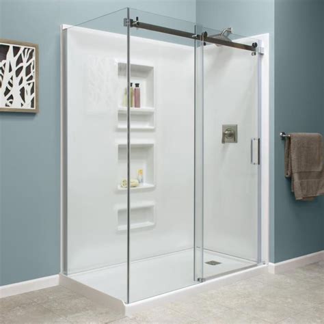 Lowes Shower Stalls Dreamline Duet Chrome Base Color White 2 Piece 60 In X Riggio Youted