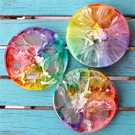 Petrified Rainbow Resin Coasters With Alcohol Ink Diy Resin Crafts
