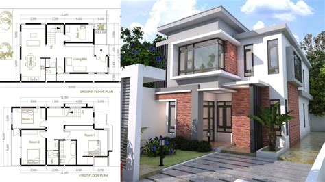 Off the foyer, you'll find a quiet den with a closet. 4 Bedroom Modern Home Plan Size 8x12m - SamPhoas Plan