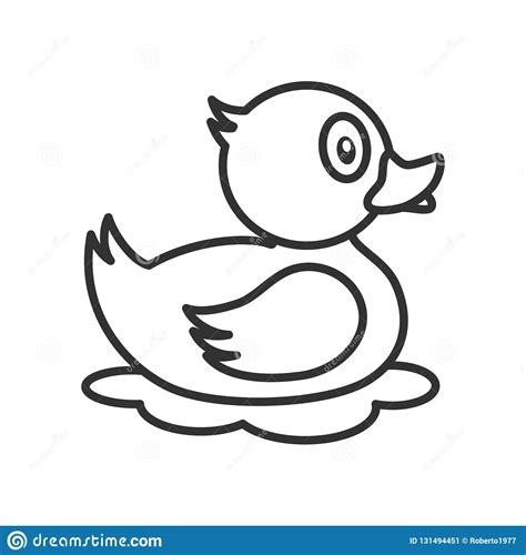 Duck Outline Flat Icon De Goma En Blanco Ilustración Del Vector Ilustración De Aislado Vector