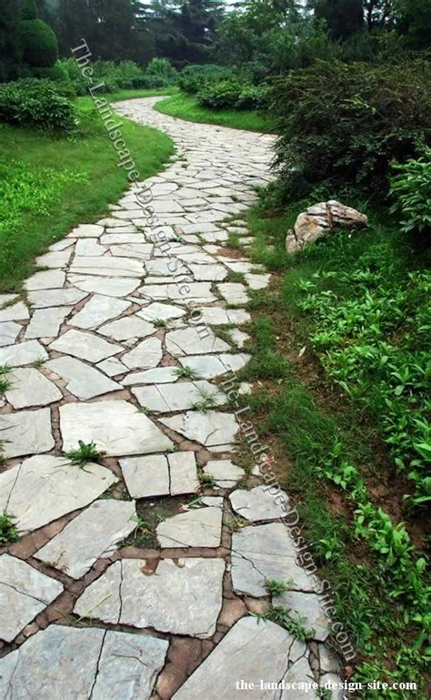 Inexpensive Walkways And Paths Natural Flagstone Garden Path Idea