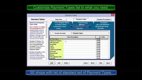 Shopkey Mgmt Se Setup Income Accounts Payment Types Youtube