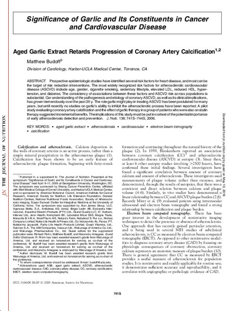 Pdf Aged Garlic Extract Retards Progression Of Coronary Artery