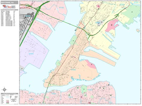 Bayonne New Jersey Wall Map Premium Style By Marketmaps