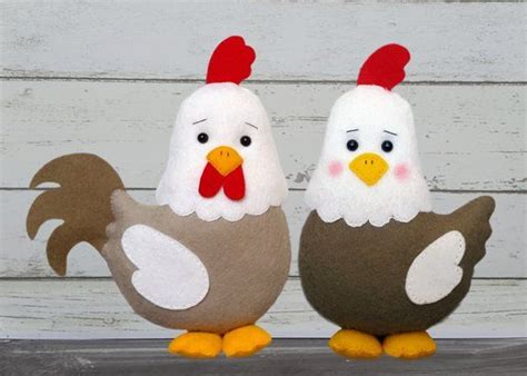 Felt Pattern Harry And Kiki Softie Pattern Plush Animal Chicken And