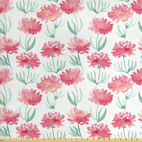 Watercolor Flowers Fabric By The Yard Fresh Blooms In Blurry Tones