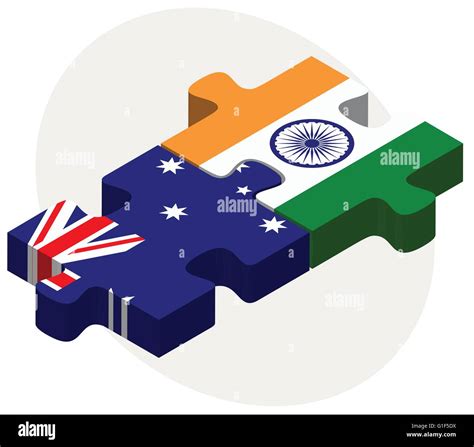 Vector Image Australia And India Flags In Puzzle Isolated On White