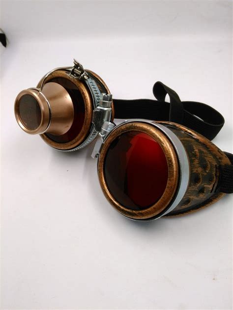 copper steampunk goggles with loupe red multi lens mad etsy steampunk goggles steampunk