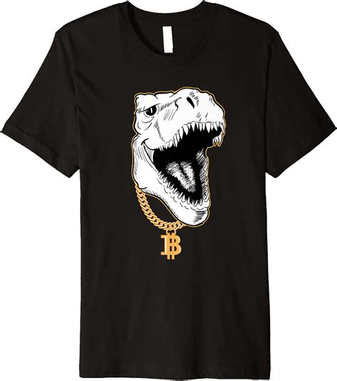 Funny Gangster T Rex Bitcoin Dinosaur Cryptocurrency T Shirt Men Buy