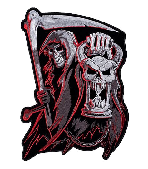 Grim Reaper Countdown To Death Hourglass Skull Biker Patch Leather