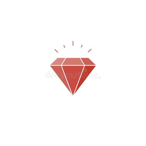 Red Diamond Flat Icon Vector Design Gemstone Symbol Illustration Stock