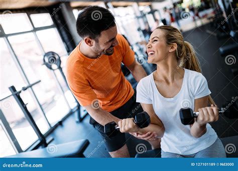Personal Trainer Instructing Trainee Stock Image Image Of Power