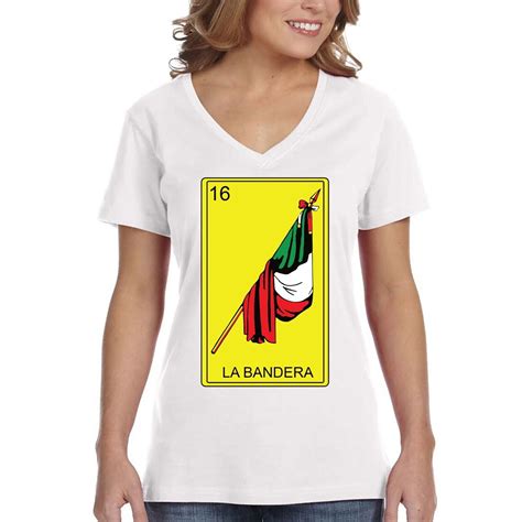 Xtrafly Apparel Women S La Bandera Loteria 16 T Shirt Chicano Mexico Flag Mexican Humor Tshirt