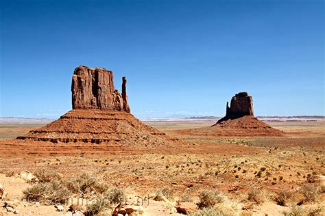 The West And East Mitton Buttes In Monument Valley In America