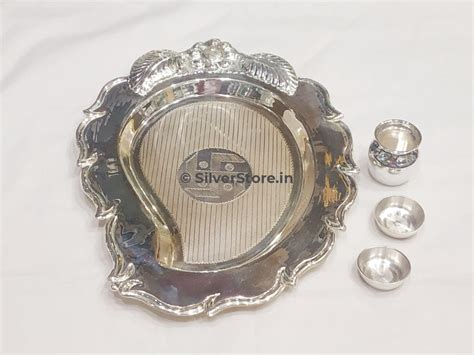 Silver Pooja Thali Pan Shape 925 Bis Hallmarked
