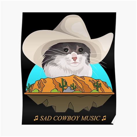 Meowdy Singing Cat Wearing A Cowboy Hat Meme Metal Print By