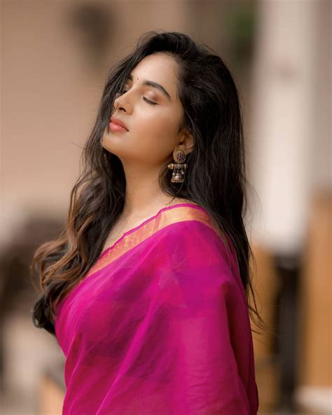 Srushti Dange In Silk Saree Photos South Indian Actress
