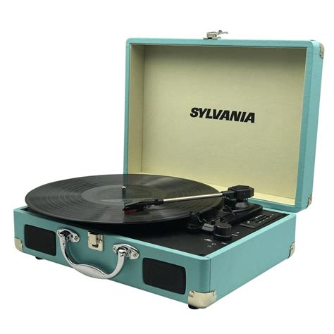 Sylvania Portable Bluetooth Suitcase Turntable In Blue Stt104bt Blue