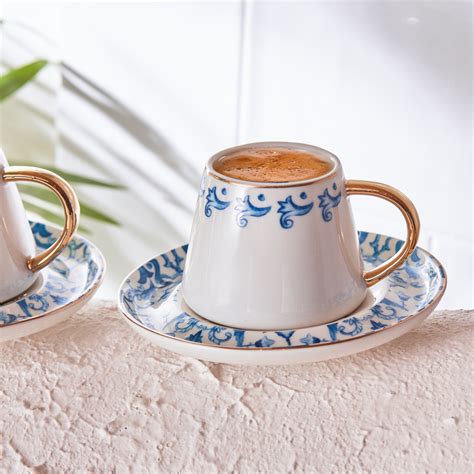 Karaca Mare 12 Piece Porcelain Espresso Turkish Coffee Cup Set For 6